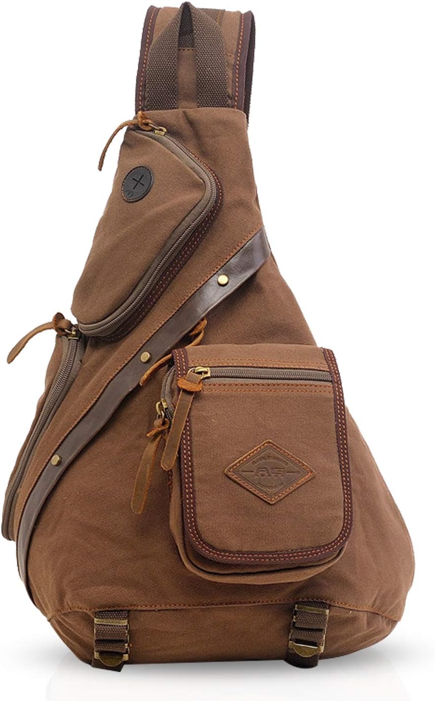 FANDARE Retro Brusttasche Sling Bag Herren Rucksack Damen Schulranzen Schulrucksack Schultertasche U