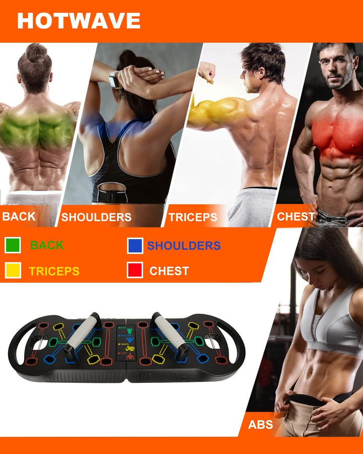 HOTWAVE Liegestützbrett Fitness, tragbare faltbare 20 in 1 Liegestützstange zu Hause Fitnessstudio,