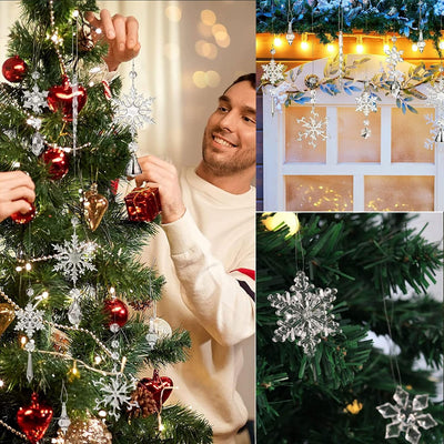 16 Stück Acryl Eiszapfen Schneeflocke Eistropfen Anhänger,Weihnachtsbaum Kristall Dekorationen, Weih