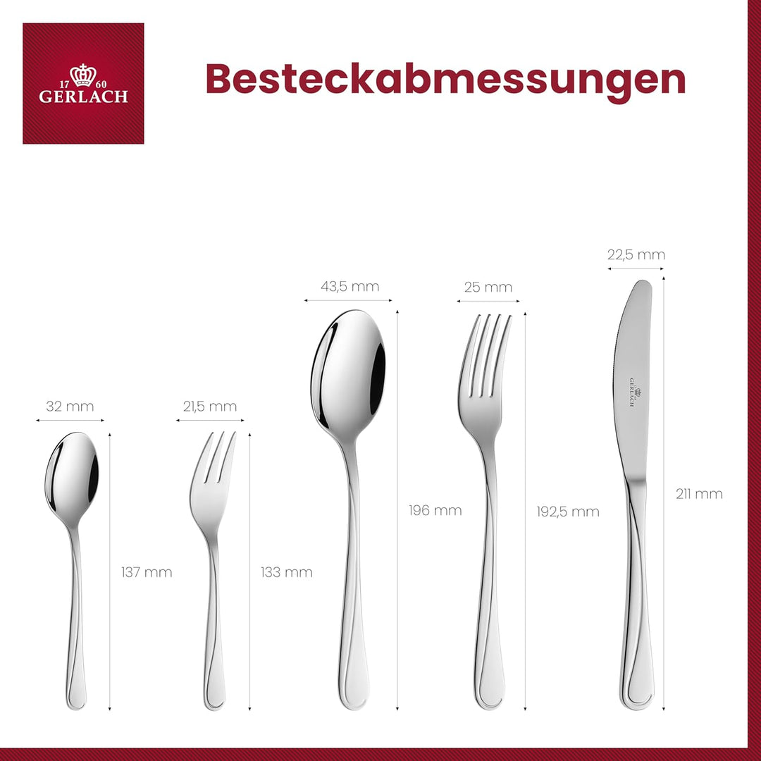 Gerlach 1760 Besteck Set Edelstahl 6 Personen 30 Teilig Besteckset Spülmaschinengeeignet Rostfrei Me