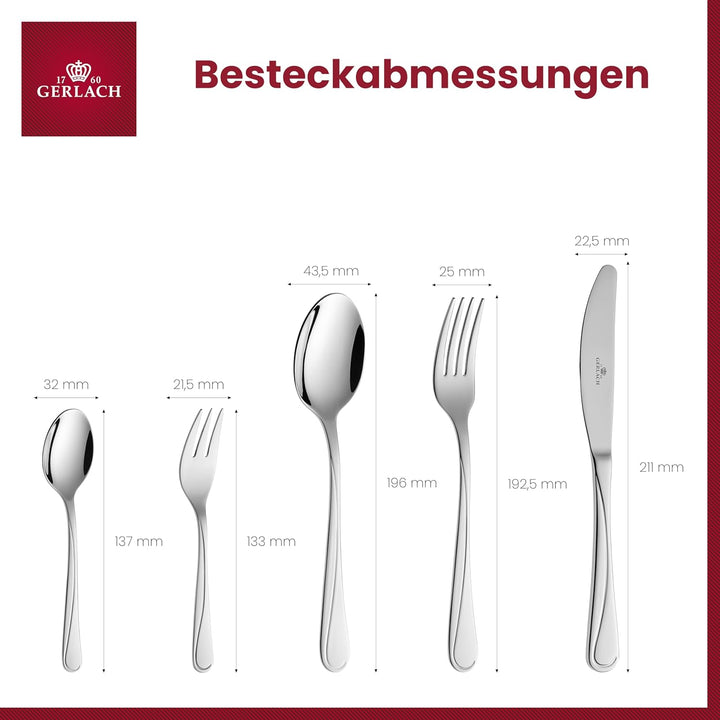 Gerlach 1760 Besteck Set Edelstahl 6 Personen 30 Teilig Besteckset Spülmaschinengeeignet Rostfrei Me