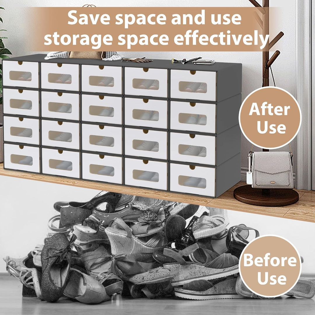 20 Stück Schuhaufbewahrung mit Sichtfenster Aufbewahrungsbox Schuhboxen Sneakerbox Storage Box Schuh