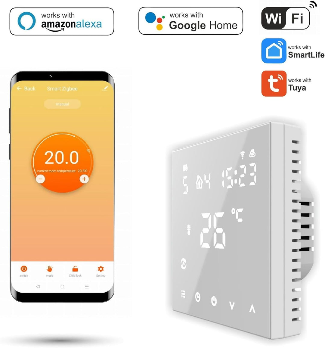 Automat-on Thermostat Fussbodenheizung | Raumthermostat Fussbodenheizung PRO2 | Steuerung Wandthermo