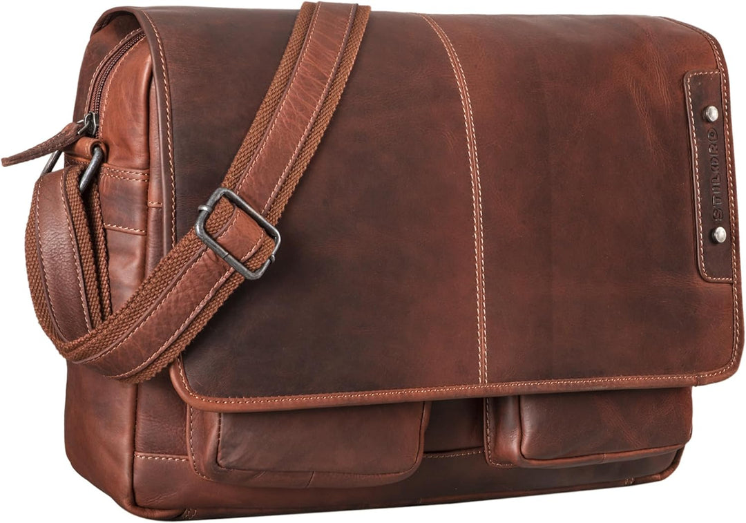 STILORD 'Curtis' Umhängetasche Leder als Messenger Bag oder Aktentasche Vintage Laptoptasche 15,6 Zo