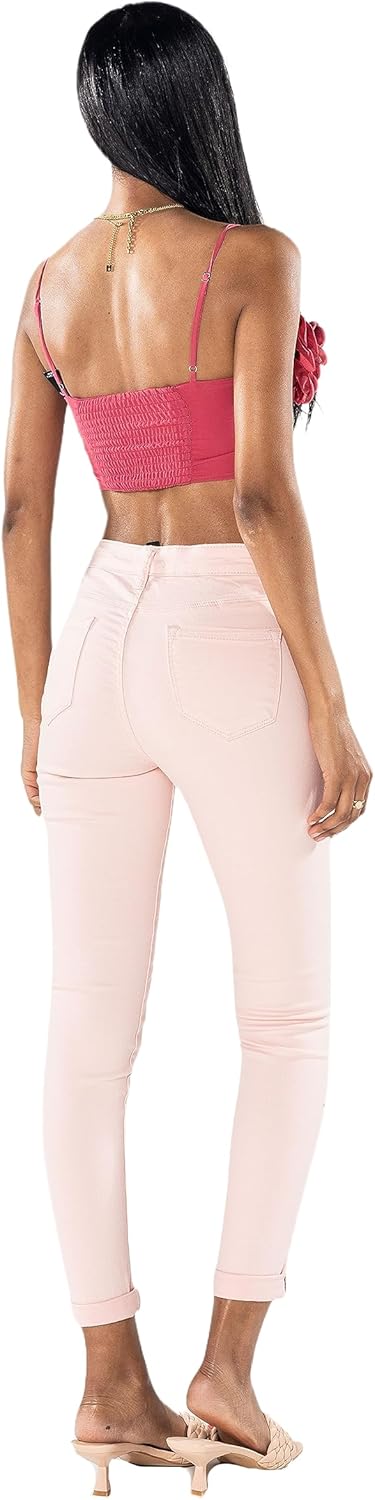 Nina Carter P109 Damen Skinny Fit Jeans High Waist Slim Hose Figurbetonte Stretch Jeanshose S Slim B