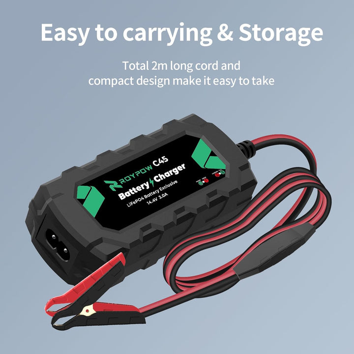 LiFePO4 Ladegerät 12V Lithium Batterieladegerät, RoyPow 3A Erhaltungsladegerät Batterie-Erhaltungsge