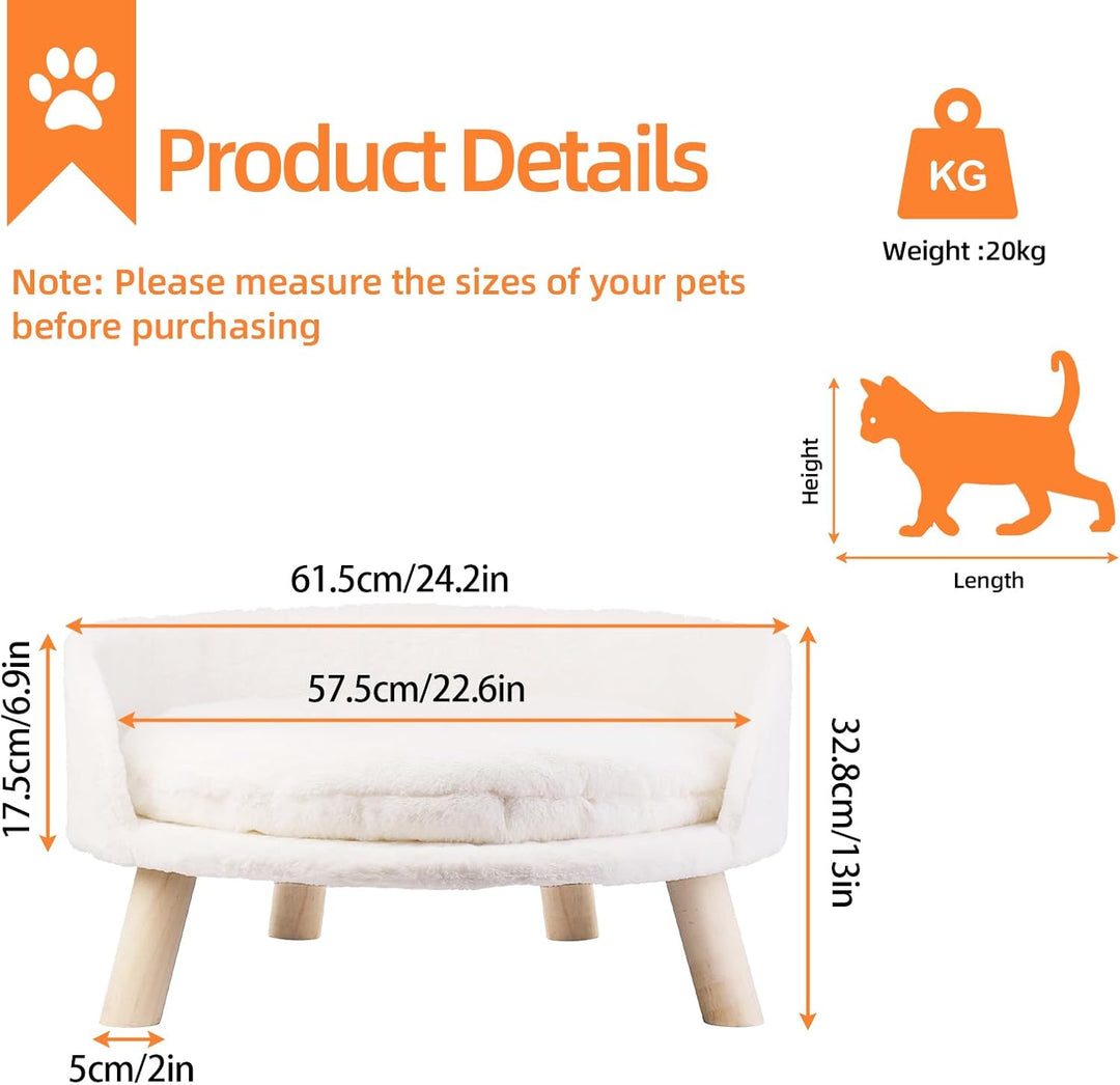 BingoPaw Hundesofa Hundecouch für kleine Hunde, erhöhtes Haustiersofa Hundebett mit Plüsch Hundekiss