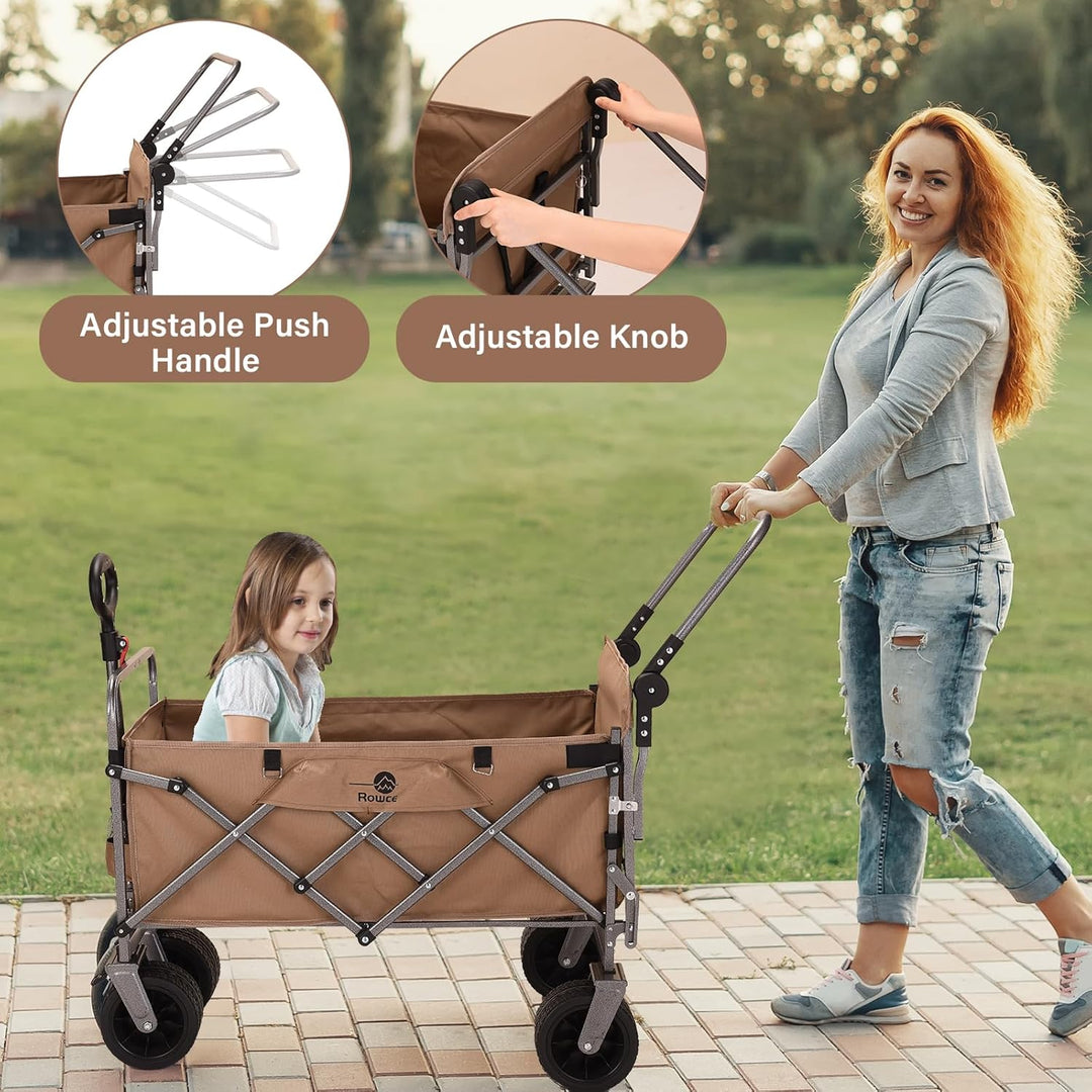 Bollerwagen Faltbar Strand Handwagen mit Getränkehalter Verstellbarem Griff,Gartenwagen für Alle Gel