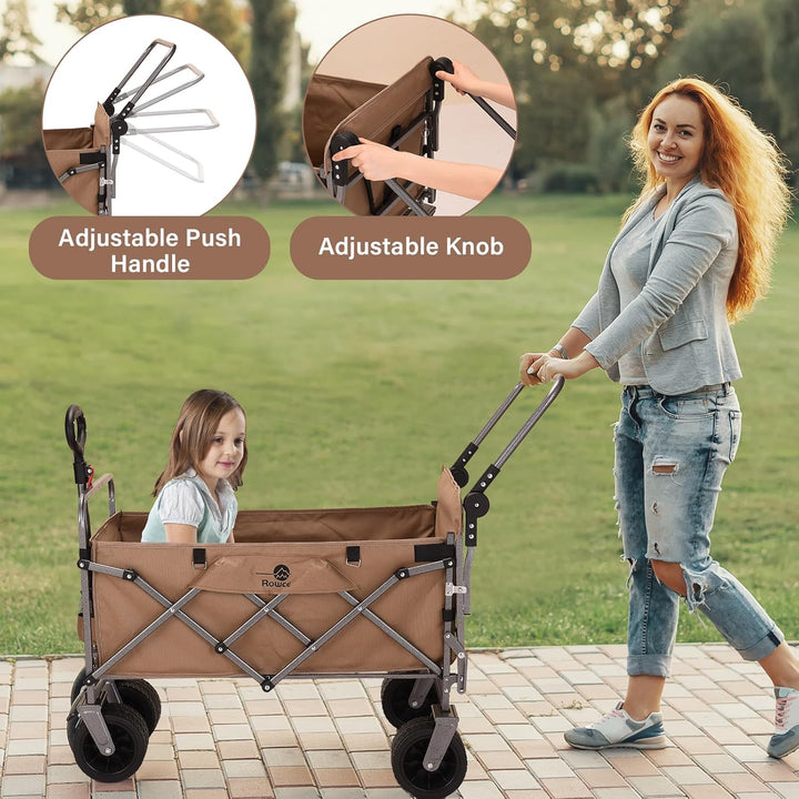 Bollerwagen Faltbar Strand Handwagen mit Getränkehalter Verstellbarem Griff,Gartenwagen für Alle Gel