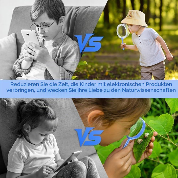 Forscherset für Kinder 4Pcs Exploration Spielzeug mit Frachtweste Hut Insektennetz und Lupe Outdoor
