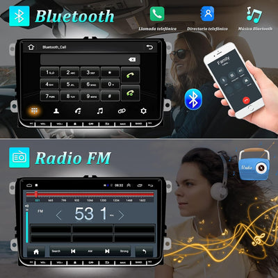 CAMECHO 1+32G Android 12 Autoradio Avec Navi Pour VW Polo Golf 5 6 Passat Tiguan Touran Seat 9 Pouce