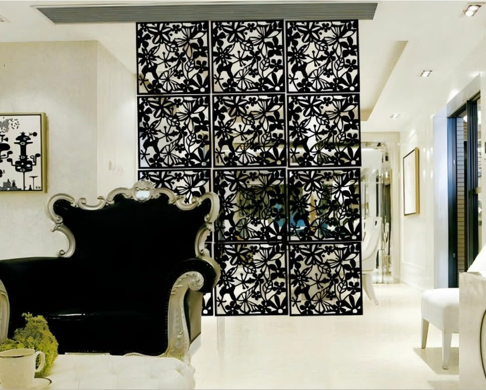 Yizunnu 24 Stück hängende Raumteiler, Sicherheits-PVC-Raumteiler, faltbar, 40 x 40 x 0,08 cm (schwar