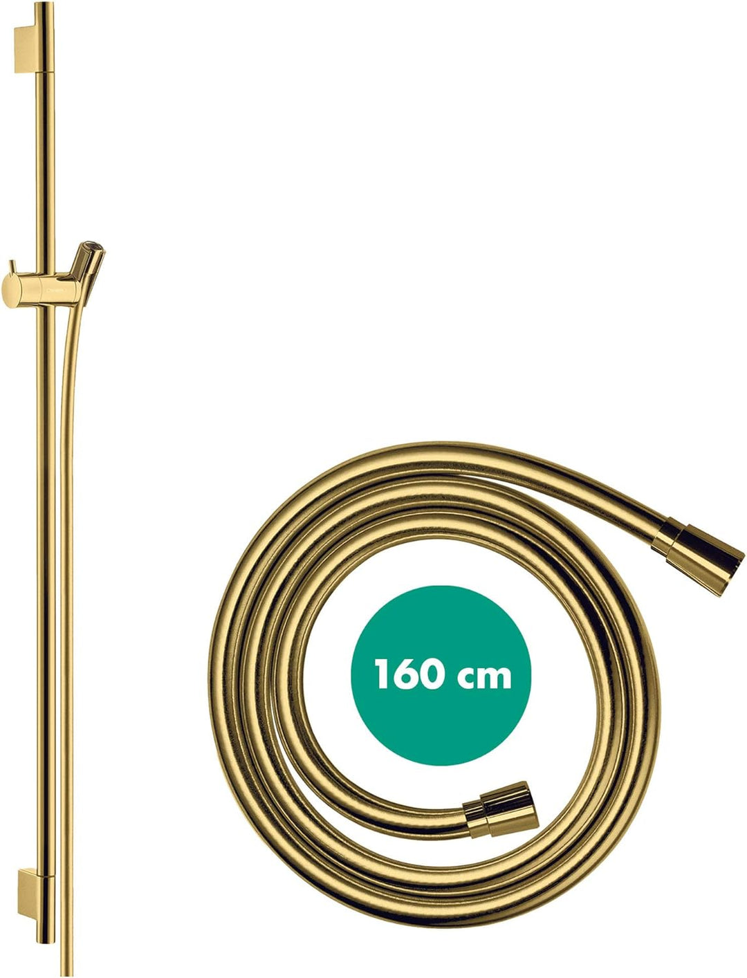 hansgrohe Duschstange Unica' S Puro 0,90m mit Brauseschlauch 1,60m, Polished Gold Optic Polished Gol