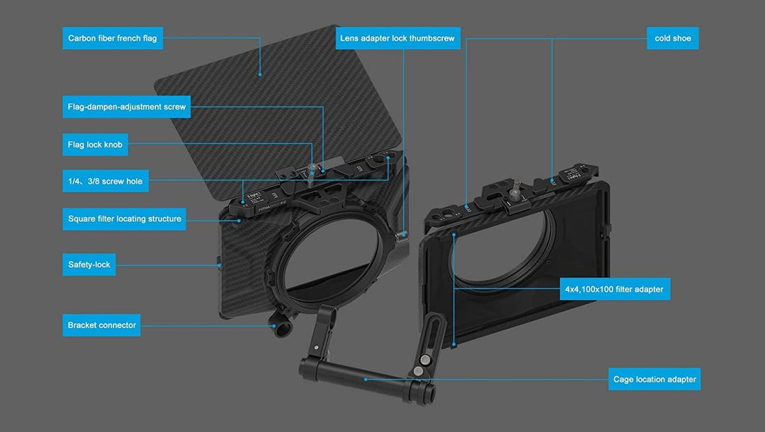 Hersmay Mini Matte Box Clip-on Lens Matte Boxes mit 15mm Rod Clamp für DSLR Mirrorless Kamera für So