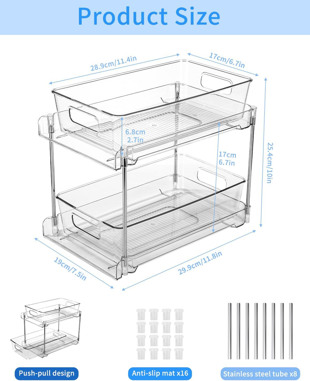 Spülschrank Organizer, Multifunktionale Unter Waschbecken Regal 2 Stück, Transparent Organizer Mit S