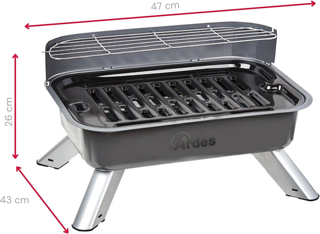 ARDES - ARBBQ01 Rauchfreier Elektrogrill BRASERO FEET, BBQ Elektro-Doppelgrill XXL mit Spritzschutz