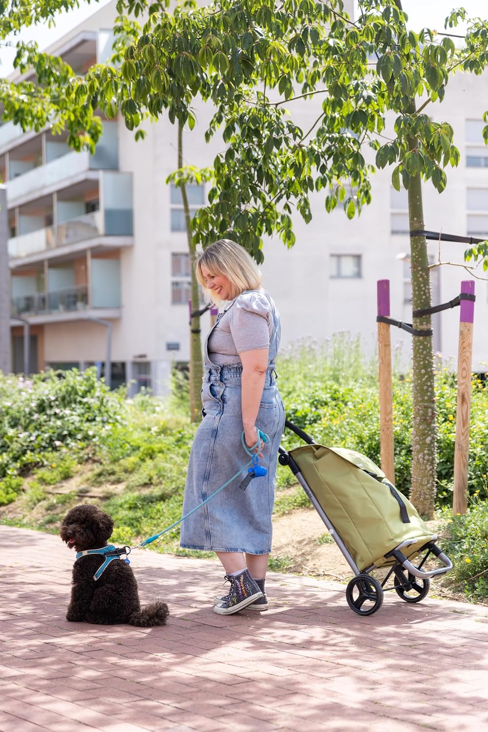 Carlett Einkaufstrolley mit 4 Rädern, faltbar, mit erweiterbarer und Abnehmbarer 60-L-Tasche, bis 25