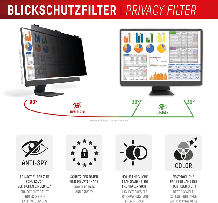 Displex PRIVACY SAFE Magnetischer 2-Wege Blickschutzfilter, magnetische Befestigung, abnehmbar, Anti