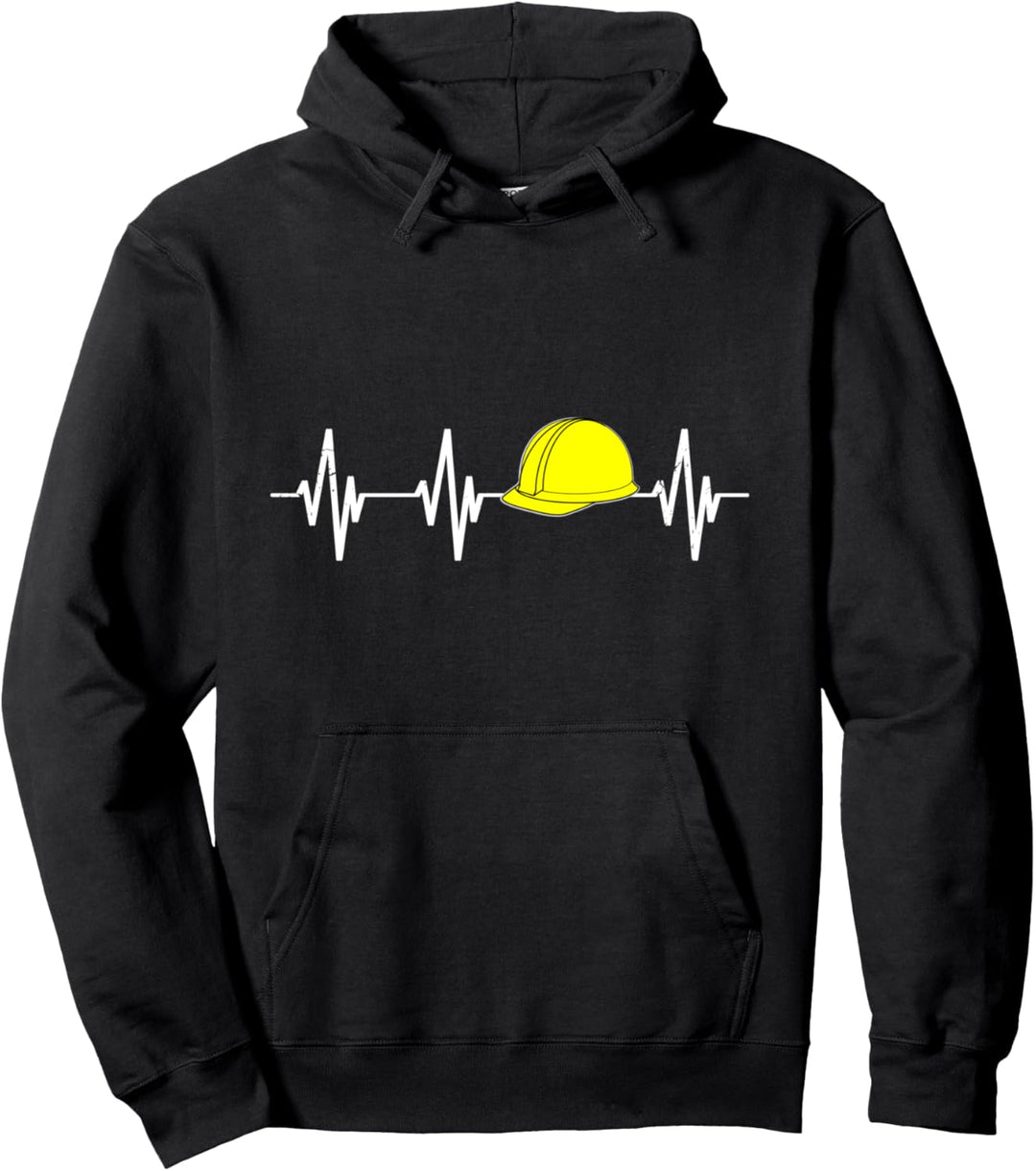 Bauarbeiter Helm Herzschlag Baggerfahrer Herzlinie Maurer Pullover Hoodie