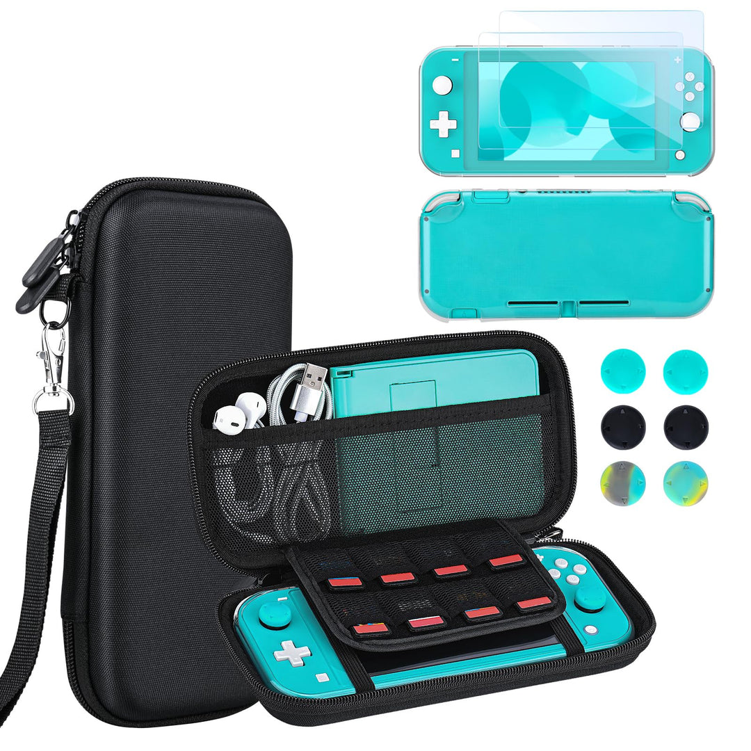 innoAura Switch Lite Tasche, Harte Tragetasche Hülle mit Speicherplatz für 8 Spiele, Transparenter T