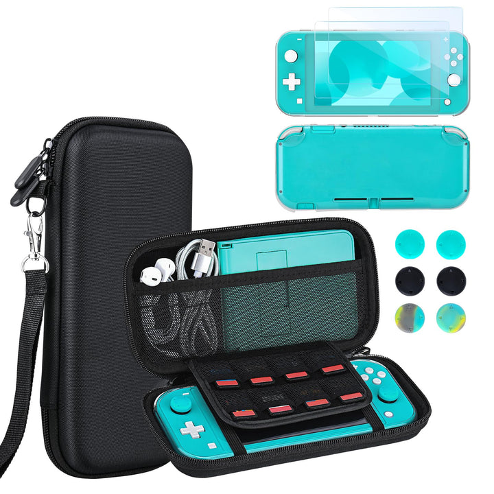 innoAura Switch Lite Tasche, Harte Tragetasche Hülle mit Speicherplatz für 8 Spiele, Transparenter T