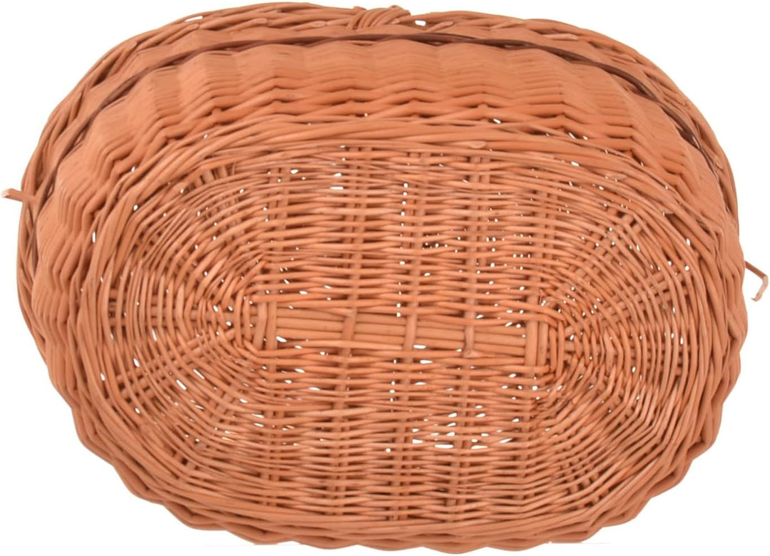 Natural Weiden-Picknickkorb mit Deckel 40 x 40 x 28 cm, Einkaufskorb geflochten aus Weide, Pilzkorb,