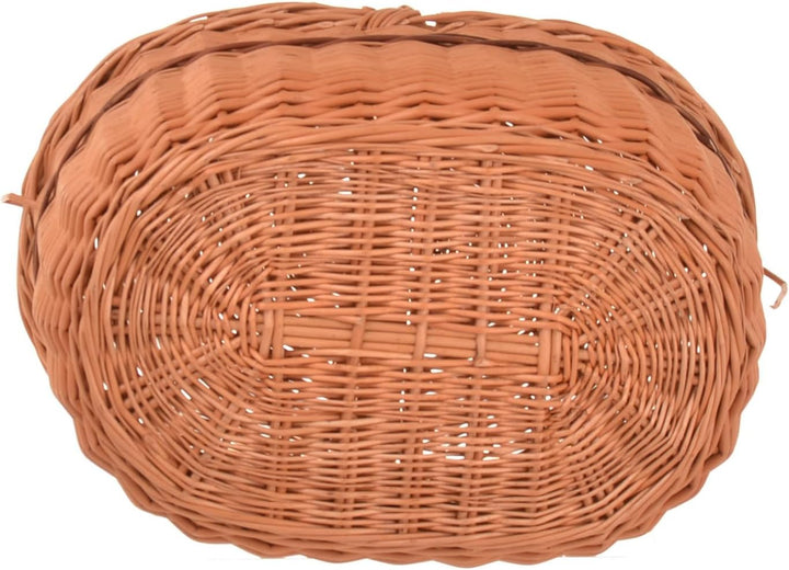 Natural Weiden-Picknickkorb mit Deckel 40 x 40 x 28 cm, Einkaufskorb geflochten aus Weide, Pilzkorb,