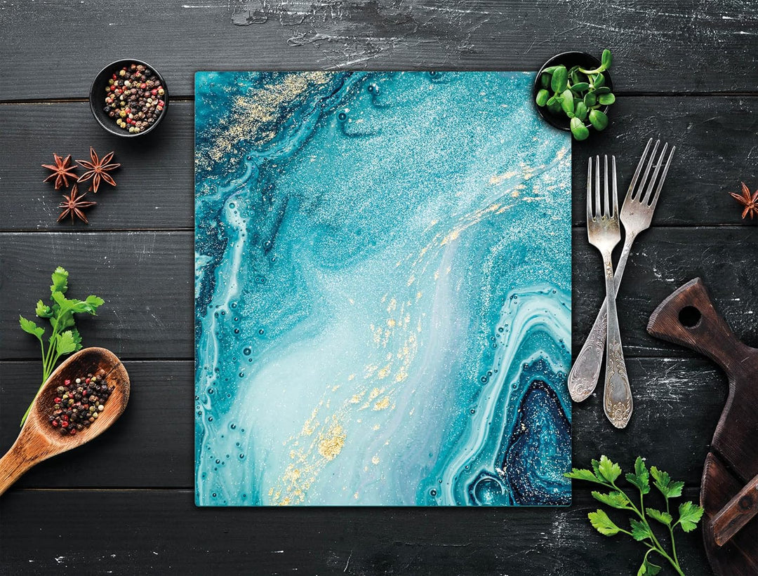 DarHaus Herdabdeckplatte einteilig 45x52 cm Ceranfeld Abdeckung Glas Spritzschutz Abdeckplatte Glasp