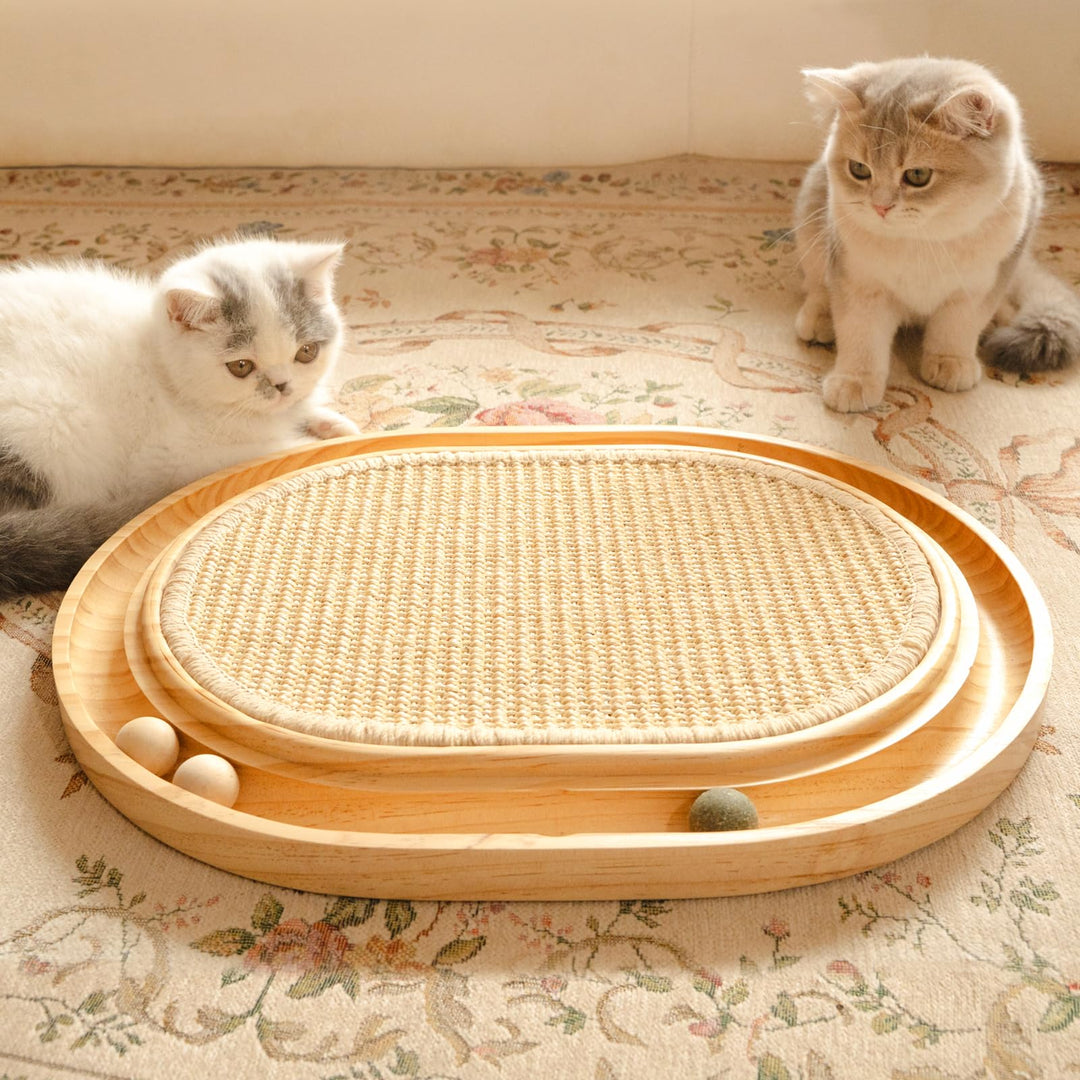 CheerPals Sisal Kratzbrett - 2-IN-1 Katzen Spielzeug, Massives Kiefernholz &amp; Natürliche Sisal Pad &amp;