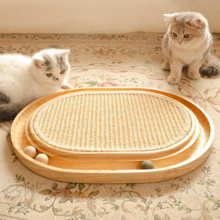 CheerPals Sisal Kratzbrett - 2-IN-1 Katzen Spielzeug, Massives Kiefernholz &amp; Natürliche Sisal Pad &amp;