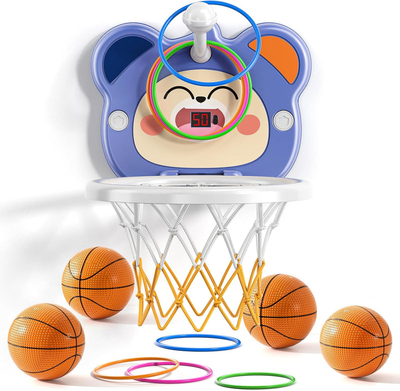 TEMI Indoor Mini Basketball Reifen für Kinder Alter 2 3 4 5 6, Kleinkinder Basketball Reifen mit auf