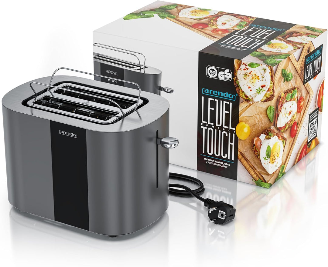 Arendo - Edelstahl Toaster 2 Scheiben - Touchscreen – Doppelwandgehäuse – 800 W – Integrierter Brötc