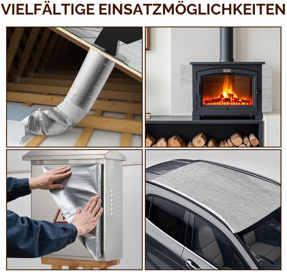Aluminisierte Hitzeschutz 100x180cm Hitzeschutzmatte Selbstklebend Rückseite,Kleberücken Aluminium G