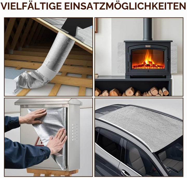 Aluminisierte Hitzeschutz 100x180cm Hitzeschutzmatte Selbstklebend Rückseite,Kleberücken Aluminium G