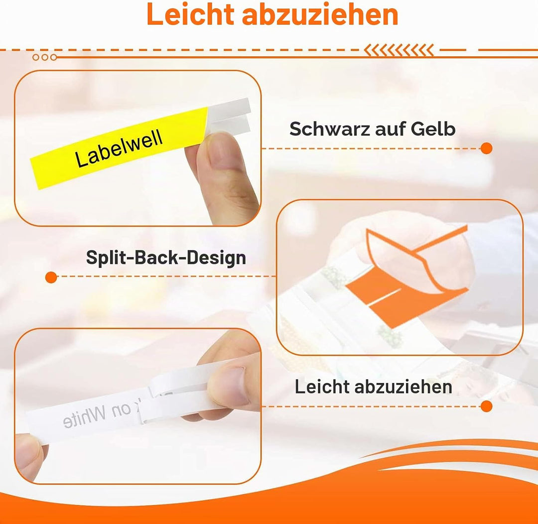 3x Labelwell 24mm kompatibel Schriftband Ersatz für TZ TZe-S651 TZeS651 Schwarz auf Gelb Extra-Stark