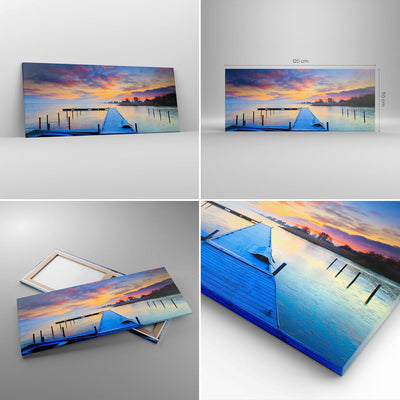 Wandbilder Dekoration Wohnzimmer Niederlande Natur Meer Sonnenuntergang Bilder auf Leinwand 120x50cm