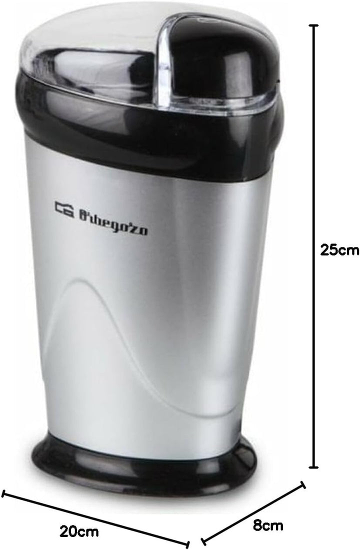 Orbegozo MO 3250 - Kaffeemühle, Mahlwerk aus Edelstahl, Sicherheitsschalter, transparenter Deckel, 1