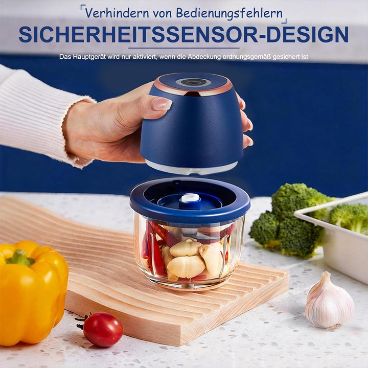 Zwiebel Zerkleinerer, Zerkleinerer Küche,350 ml,6 Edelstahlklingen,Mit Typ-C-Ladekabel für die heimi
