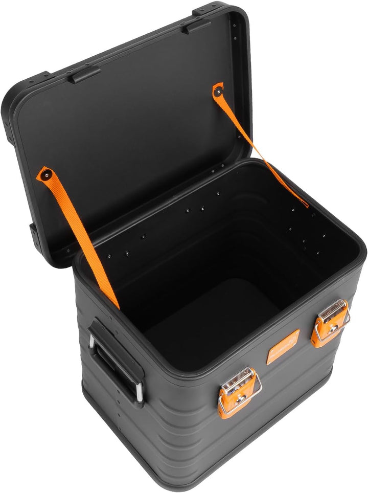 ALUBOX Alukiste abschliessbar E31B - Premium Aluminium Lagerbox 31 Liter - Deckel mit Aluminium Druc