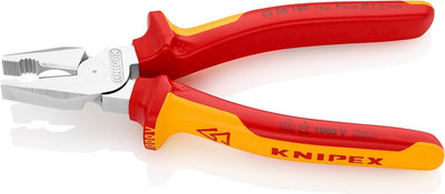 Knipex Kraft-Kombizange verchromt, isoliert mit Mehrkomponenten-Hüllen, VDE-geprüft 180 mm 02 06 180