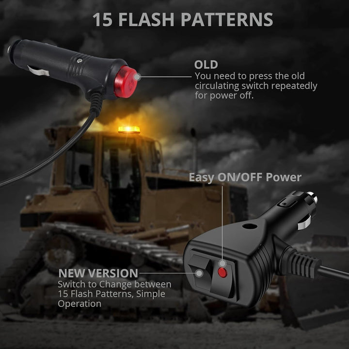 Justech 240LEDs 35W Warnleuchte Warnlicht Warnblinkleuchte 15 Modi Notfall-Blinkleucht 12V/24V Blitz