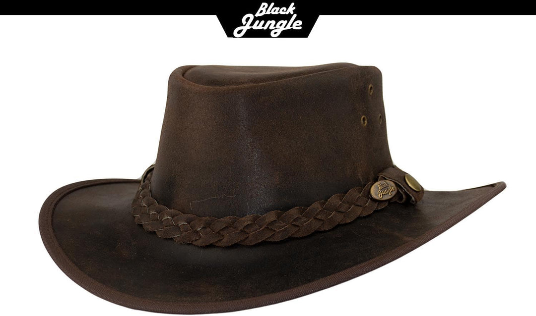 Black Jungle Bulat Lederhut, Westernhut, Australienhut, Cowboyhut L Braun, L Braun