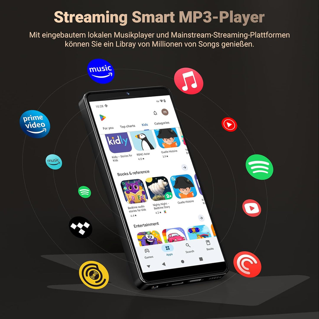 128GB MP3 Player mit Bluetooth WiFi und Kamera, Oilsky Android 13.0 Spotify MP3 Musik Player mit Lau