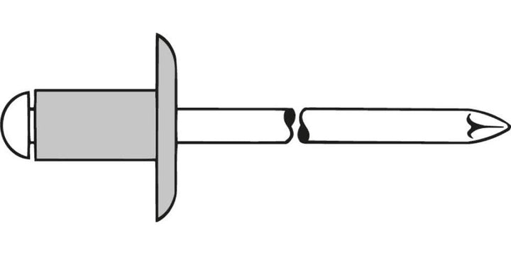 Grosskopfblindniet Alu/Stahl Abm. 4,0 x 8,0 mm mm, 500 Stück, (1433518)