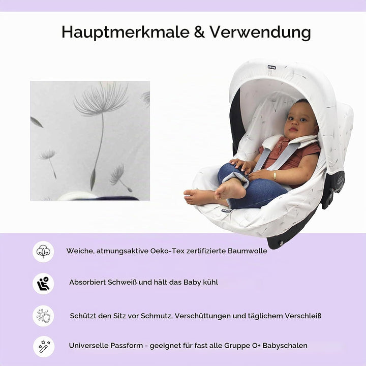 Original Dooky Seat Cover Schonbezug Dandelion für Babyschale Universalgrösse geeignet für 3 und 5 P