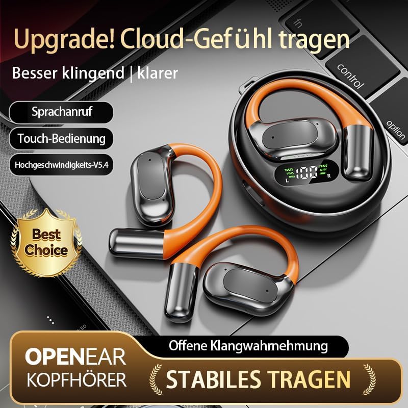 Bluetooth-Kopfhörer, Bluetooth 5.4-Sportkopfhörer, Open Ear übersetzungskopfhörer, IPX5 wasserdicht,