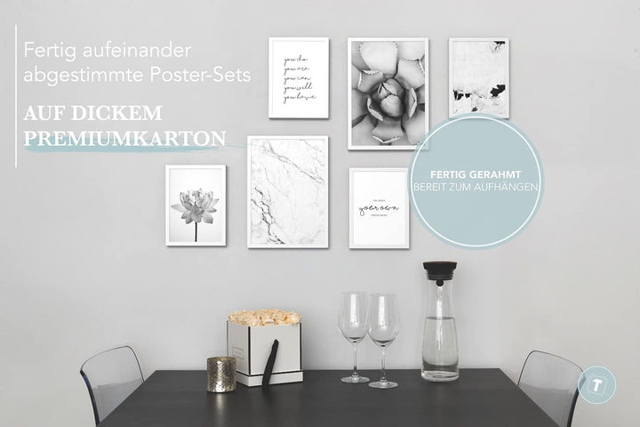 Papierschmiede® Mood Poster Set Unity Schwarz-Weiss, Fertiges Bilder Set mit Rahmen (Holz, weiss), W