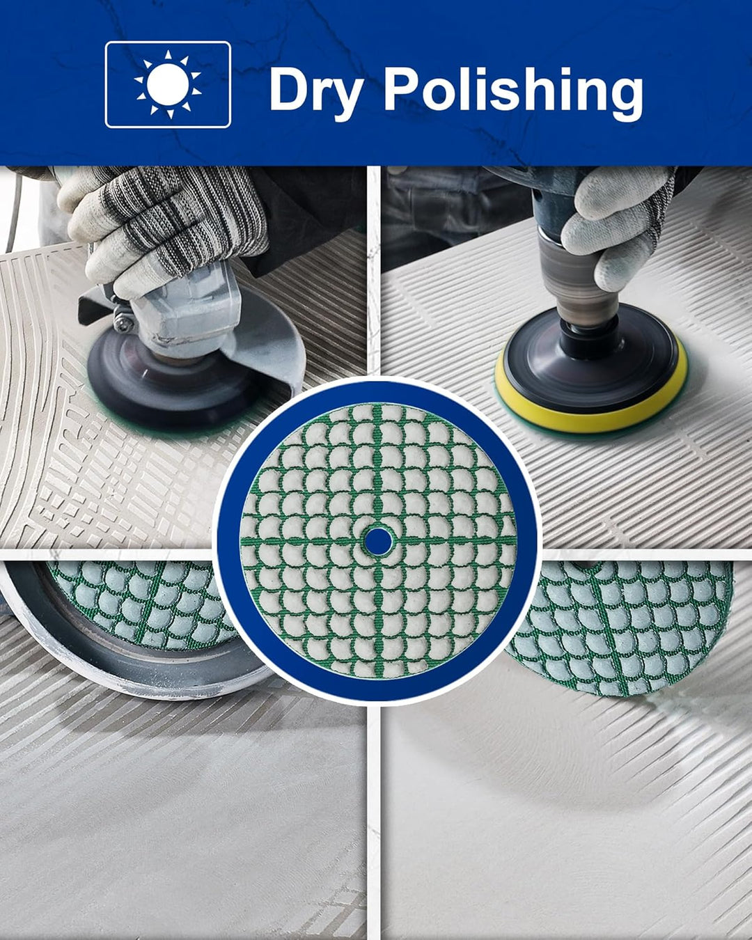 SHDIATOOL Diamant Schleifpads Set 10 Stücke - 8 Stücke 100mm Trocken Polierscheiben (Körnung 50 x 3/