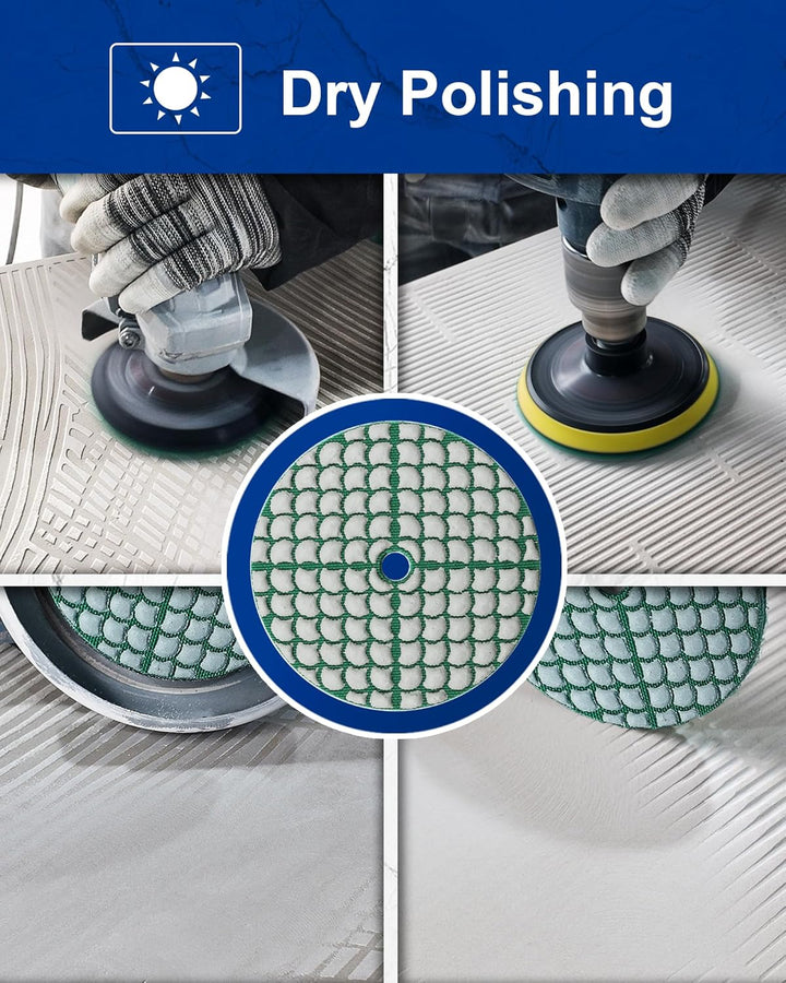 SHDIATOOL Diamant Schleifpads Set 10 Stücke - 8 Stücke 100mm Trocken Polierscheiben (Körnung 50 x 3/