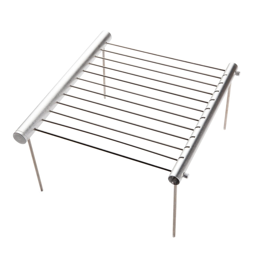 LOSMANN Tragbarer Campinggrill, Holzkohlegrill, Zerlegbarer Minigrill aus verchromten Edelstahl für